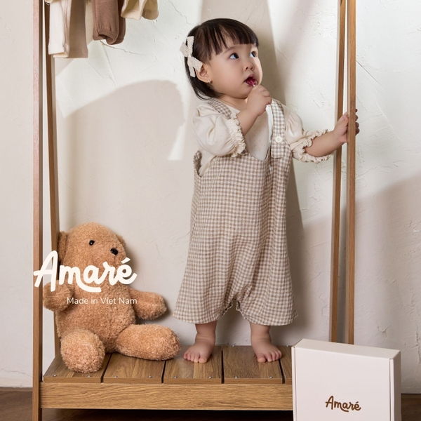 Yếm đùi kẻ caro mùa hè cho bé trai bé gái Bonnet (3M-3Y)