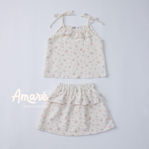 Set váy kèm áo hai dây hoạ tiết dễ thương cho bé gái Mimosa (3M-3Y)