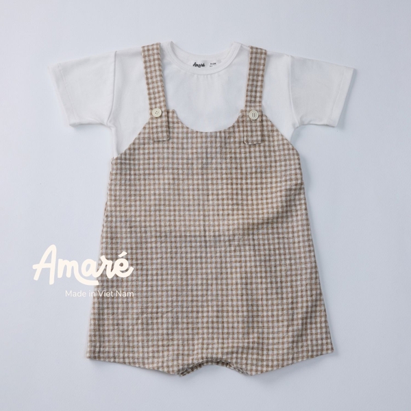 Yếm đùi kẻ caro mùa hè cho bé trai bé gái Bonnet (3M-3Y)