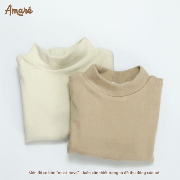 Áo nỉ Woolen thiết kế cổ cao 3 phân cho bé trai và bé gái (3M-3Y)