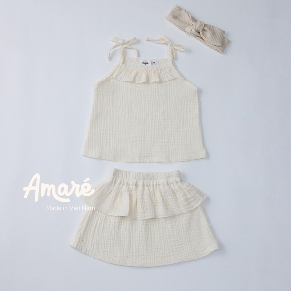 Set váy kèm áo hai dây hoạ tiết dễ thương cho bé gái Mimosa (3M-3Y)