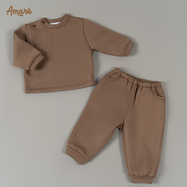 Set nỉ Grizz Bear chất liệu giữ nhiệt ấm áp cho bé trai và bé gái (3M-3Y)