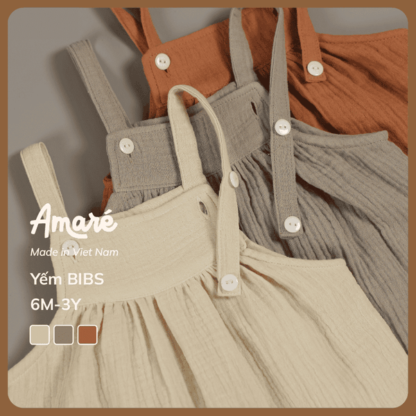 Quần yếm Bibs chất liệu xô musline cao cấp cho bé trai và bé gái (6M-3Y)