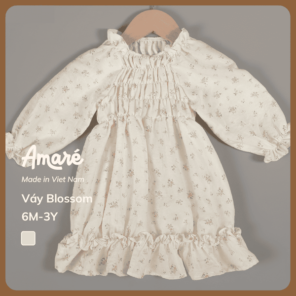 Váy hoa nhí Blossom thiết kế bèo nhún xinh xắn cho bé gái (6M-3Y)