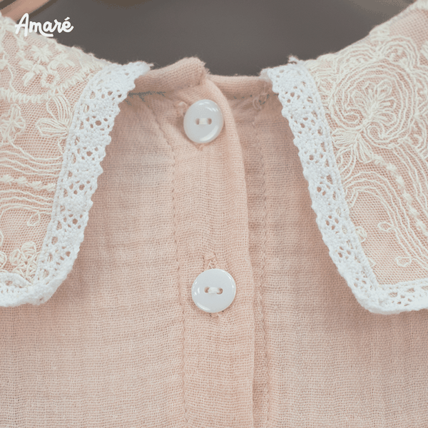 Bodysuit đùi Berry cổ vuông phối ren cho bé gái (0M-3Y)