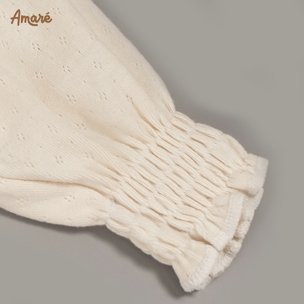 Áo rời cách điệu len cotton dập nổi hoa nhí cho bé gái Blouse (0M-3Y)