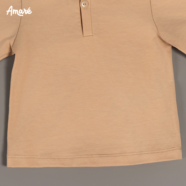 Áo thun dài tay Beige Sweatshirt chất liệu cotton co dãn cho bé trai và bé gái (6M-3Y)