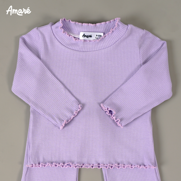 Set len thun tăm Angel thiết kế dài tay co giãn cho bé gái (6M-3Y)