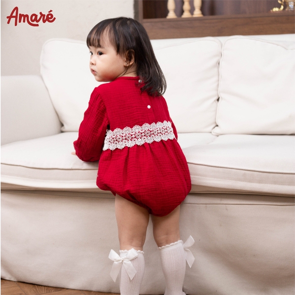 Velvet bodysuit  (kèm tất nơ trắng)