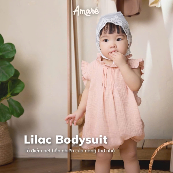 Bodysuit cách điệu ren cho bé gái Lilac (0M-24M)