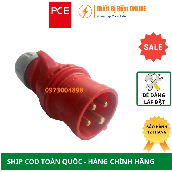 F024-6 PCE Phích cắm công nghiệp di động 4P 32A IP44 Plug 3P+E