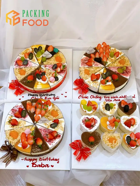 set bánh sinh nhật mix vị sử dụng ly nhựa ps cứng