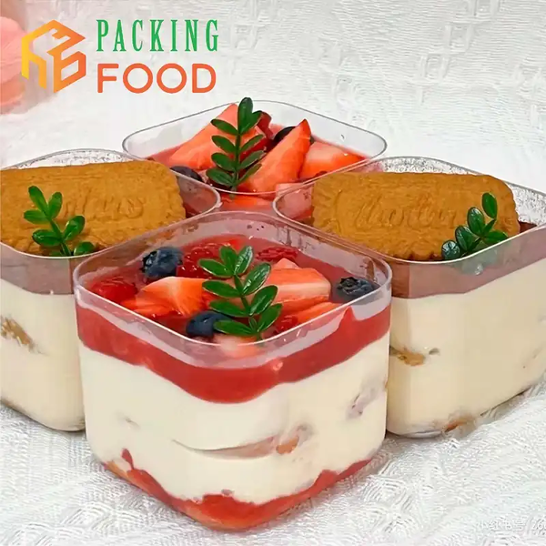 cốc nhựa vuông ps đựng bánh tiramisu mousse pudding gd2013 270ml