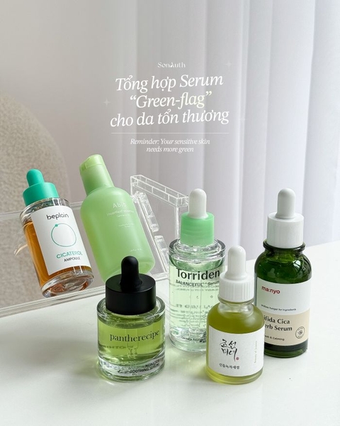 Tổng hợp serum xanh xanh cho làn da tổn thương