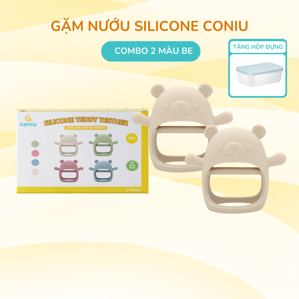 Gặm Nướu Silicone Coniu Siêu Mềm Giúp Giảm Ngứa Nướu An Toàn Cho Bé (Có Hộp Đựng)