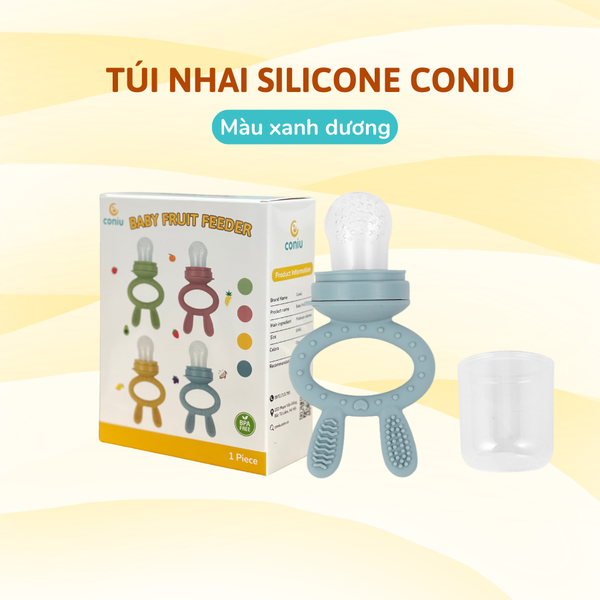 Túi Nhai Ăn Dặm, Núm Nhai Ăn Dặm Cho Bé Chống Hóc Coniu Gồm 3 Size Chất Liệu Silicone Mềm Mại (Hộp 01 Chiếc)