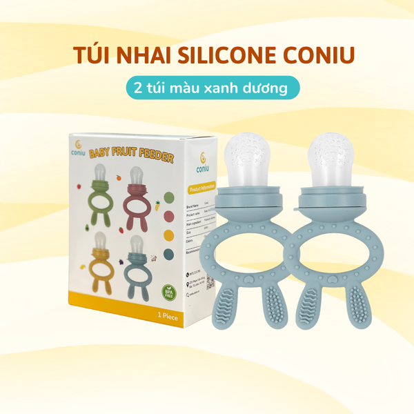 Túi Nhai Ăn Dặm, Núm Nhai Ăn Dặm Cho Bé Chống Hóc Coniu Gồm 3 Size Chất Liệu Silicone Mềm Mại (Hộp 01 Chiếc)