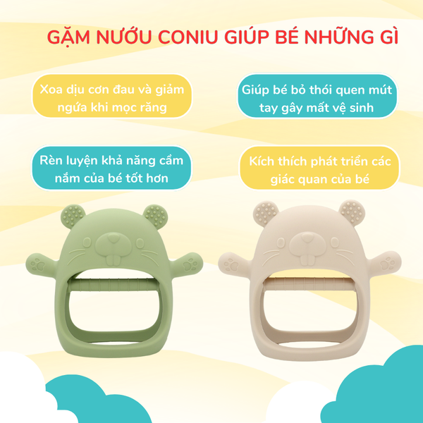 Gặm Nướu Silicone Coniu Siêu Mềm Giúp Giảm Ngứa Nướu An Toàn Cho Bé (Có Hộp Đựng)