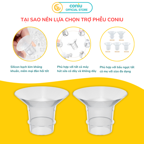 Trợ Phễu Silicone Coniu, Đệm Hạ Size Phễu Size 15-17-19-21-24mm, Hút Sữa Hiệu Quả và Êm Ái (Hộp 01 Chiếc)