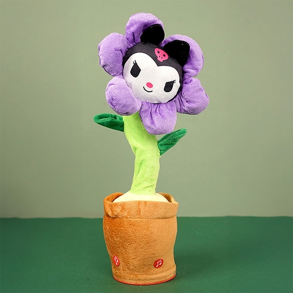 45160  TÚI BÔNG HOA SANRIO NHỒI BÔNG PIN NHẠI TIẾNG + SẠC USB (OPP) - TÍM