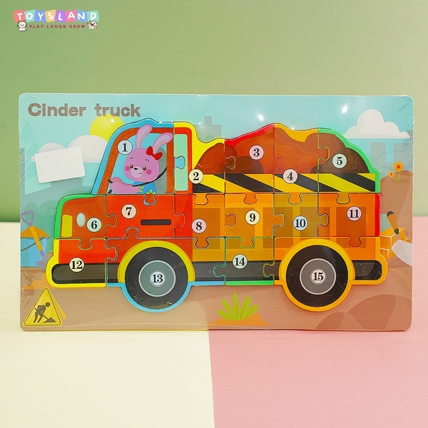 45288/TL  BẢNG GỖ XẾP HÌNH ĐỦ MẪU (XE CẨU) - CINDERTRUCK