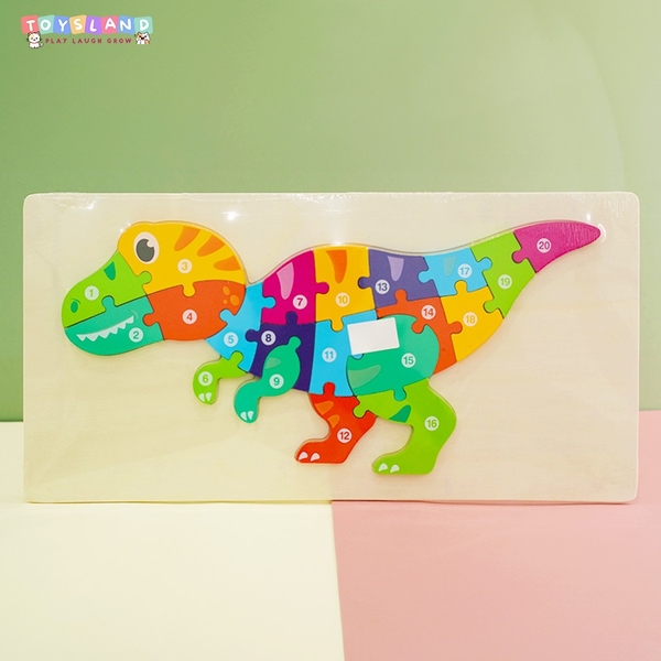 DL-585/TL BẢNG GỖ XẾP HÌNH THÚ ĐỦ MẪU - KHỦNG LONG