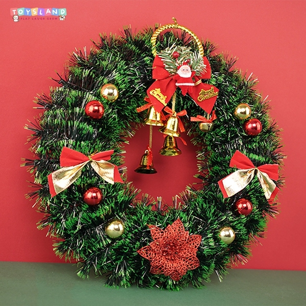 9180-19  VÒNG LÁ TRANG TRÍ NOEL + NƠ