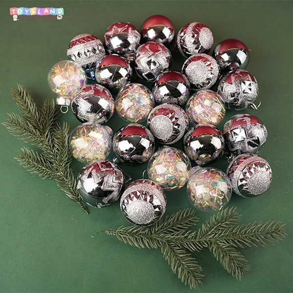 4488  HỘP QUẢ CHÂU BẠC TRANG TRÍ CÂY THÔNG NOEL