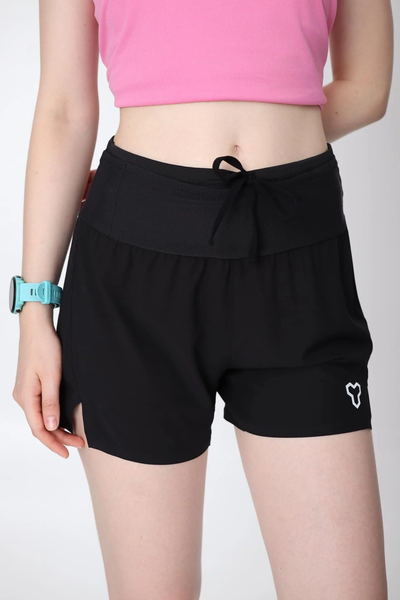Combo Quần Chạy Bộ Nữ Motive SM201 Có Đai Belt - Màu Đen & Mũ Nửa Đầu Goya