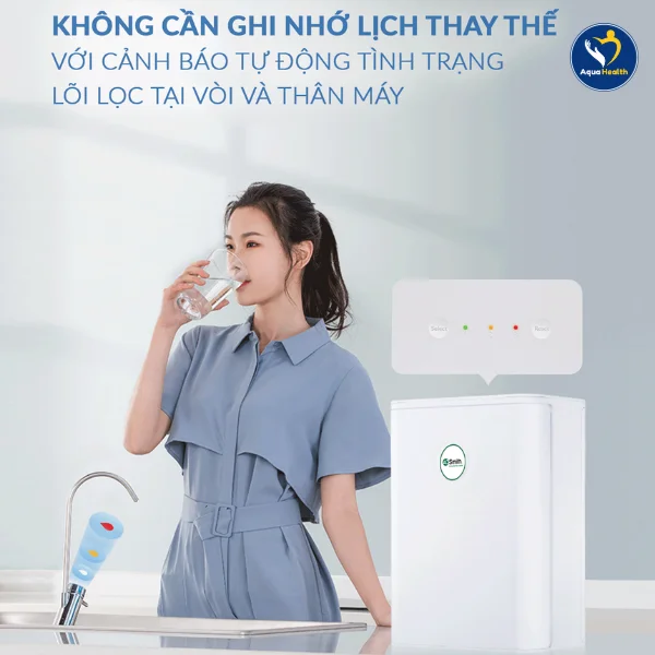 Máy lọc nước A.O Smith S600 - Đèn cảnh báo thay lõi được gắn trên vòi và thân máy