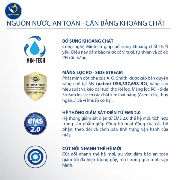 Máy lọc nước A.O Smith E3 - Các ưu điểm vượt trội của máy lọc nước A.O Smith E3