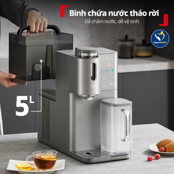 Máy lọc nước nóng lạnh Tefal BR653BY0 - Bình nước 5L dễ dàng tháo rời và vệ sinh máy