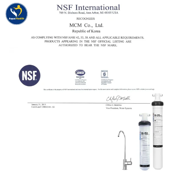 máy lọc nước thương mại chungho - Chứng nhận chất lượng về sức khỏe