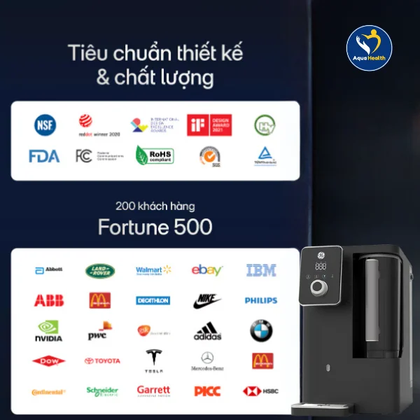 Các chứng nhận về chất lượng sức khỏe của máy lọc nước GE CTD50 để bàn 