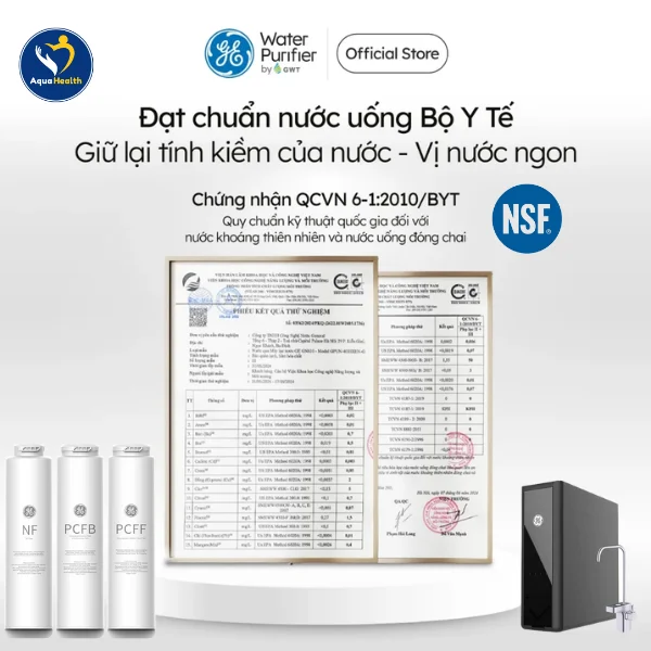 lõi lọc nước GE DN810 - được các chứng nhận về chất lượng sức khỏe