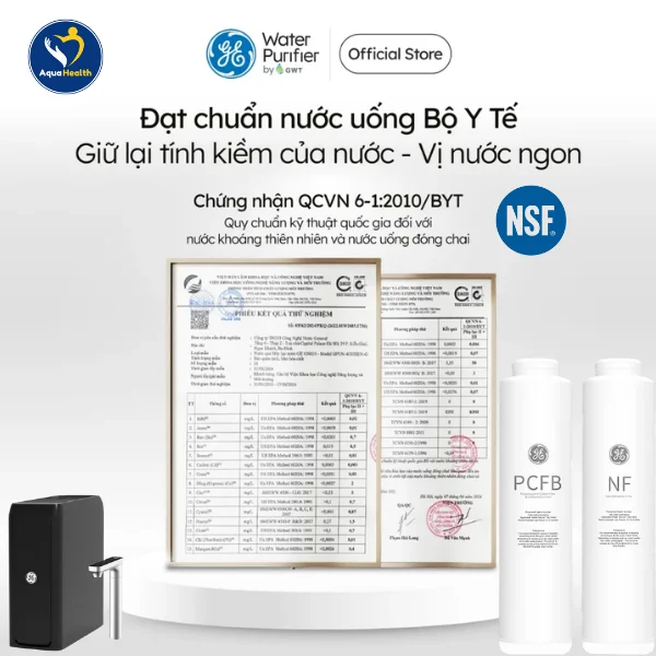 lõi lọc nước GE USH10 - được chứng nhận các chất lượng về sức khỏe
