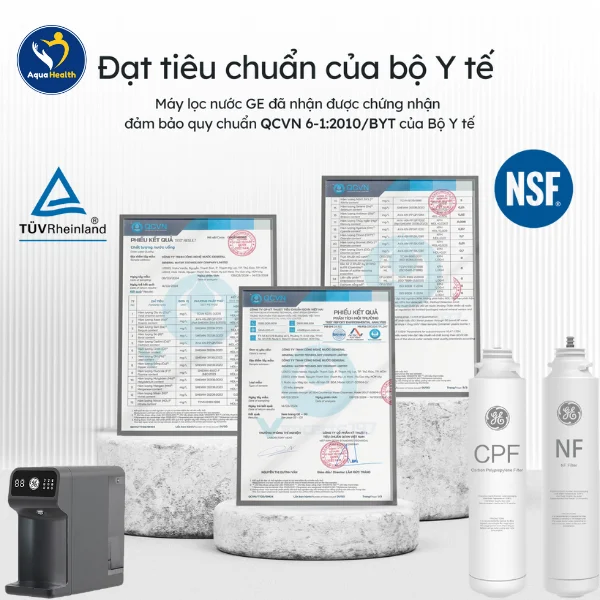 Lõi lọc nước GE B04 - Các chứng nhận về chất lượng sức khỏe