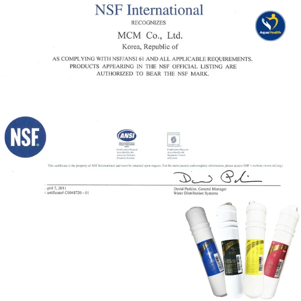 lõi lọc nước ChungHo WHI Cafe 700 - các chứng nhận về chất lượng sức khỏe