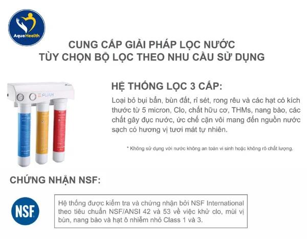 Các chứng nhận về chất lượng và sức khỏe của bộ lọc nước đầu nguồn Chungho FLUUX 3
