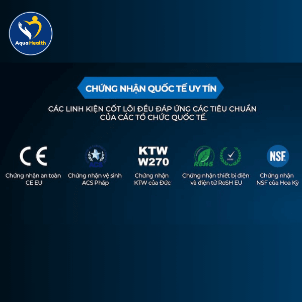 Các chứng nhận về chất lượng và sức khỏe của hệ thống lọc tổng GE WH30A