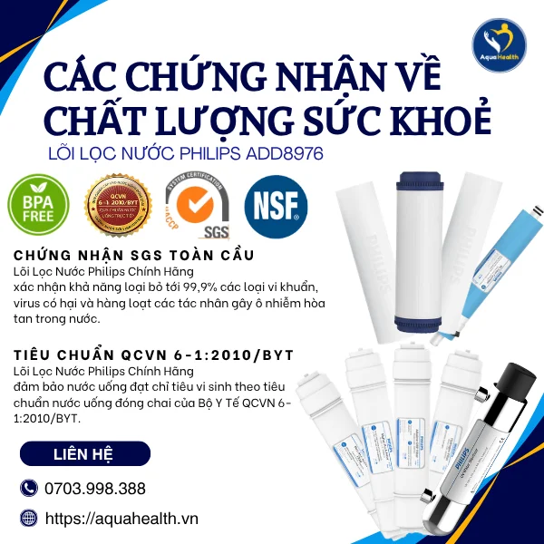 Các chứng nhận về chất lượng an toàn của lõi lọc nước Philips ADD8976
