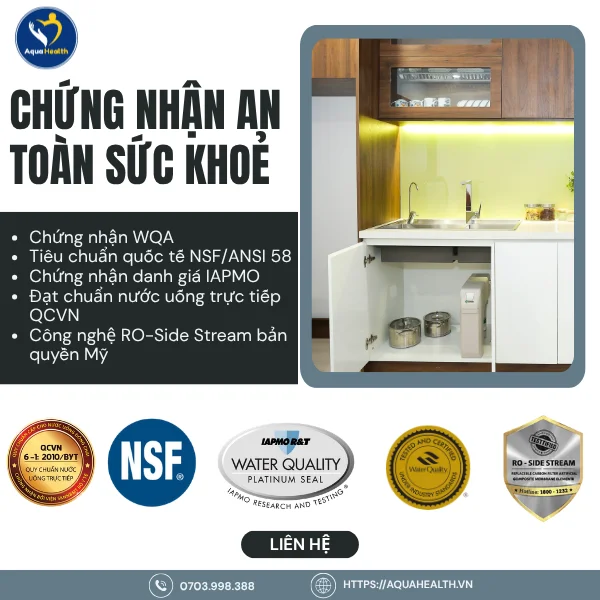 Máy lọc nước A.O Smith R400E - Chứng nhận an toàn về chất lượng sức khoẻ