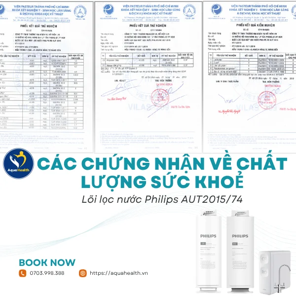 Các chứng nhận về chất lượng sức khỏe lõi lọc nước Philips AUT2015/74