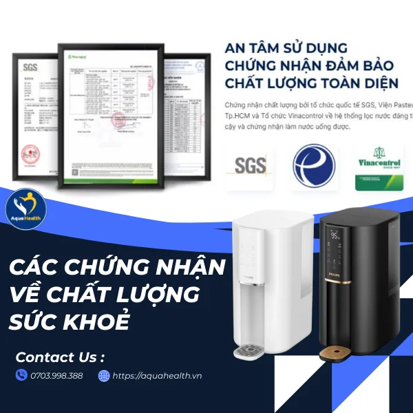 Máy lọc nước để bàn RO Philips ADD6901 - Các chứng nhận về chất lượng sức khoẻ