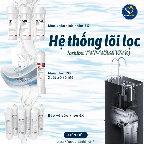 máy lọc nước nóng lạnh Toshiba TWP-WA3SVN(K) - cấu tạo hệ thống lõi lọc