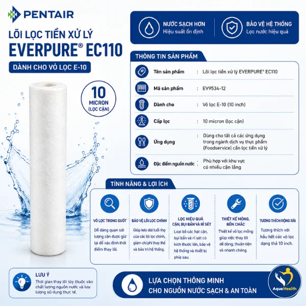Cấu tạo và chức năng của lõi lọc thô Pentair Everpure 10inch EC110