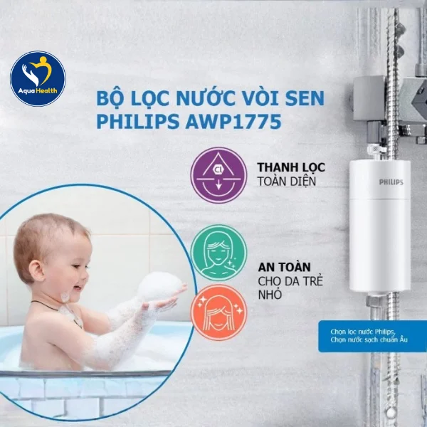 Bộ lọc nước vòi sen Philips AWP1775WH/74- Chất liệu nhựa ABS và độ bền cao