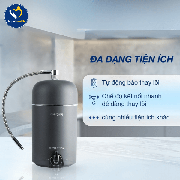 Chỉ báo thời lượng sử dụng của bộ lọc và pin thông minh trên máy lọc nước Stiebel Eltron Fountain 7S Anthracite