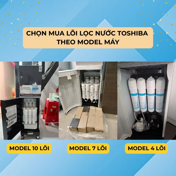 Giá lõi lọc nước Toshiba - Cần xác định số lõi có trên máy