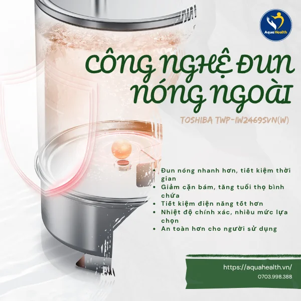 Máy lọc nước làm đá Toshiba TWP-IW2469SVN(W) - Công nghệ đun nóng ngoài hiện đại